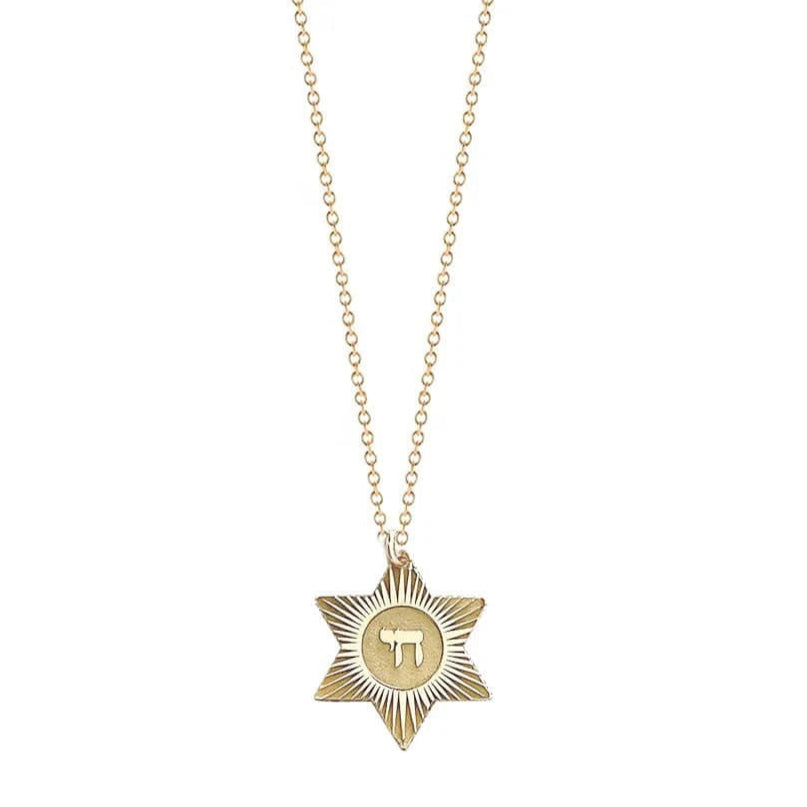 Miriam Merenfeld Jewelry Necklaces Chai Star of David Necklace by Miriam Merenfeld - (Sterling Silver or Gold-Plated)