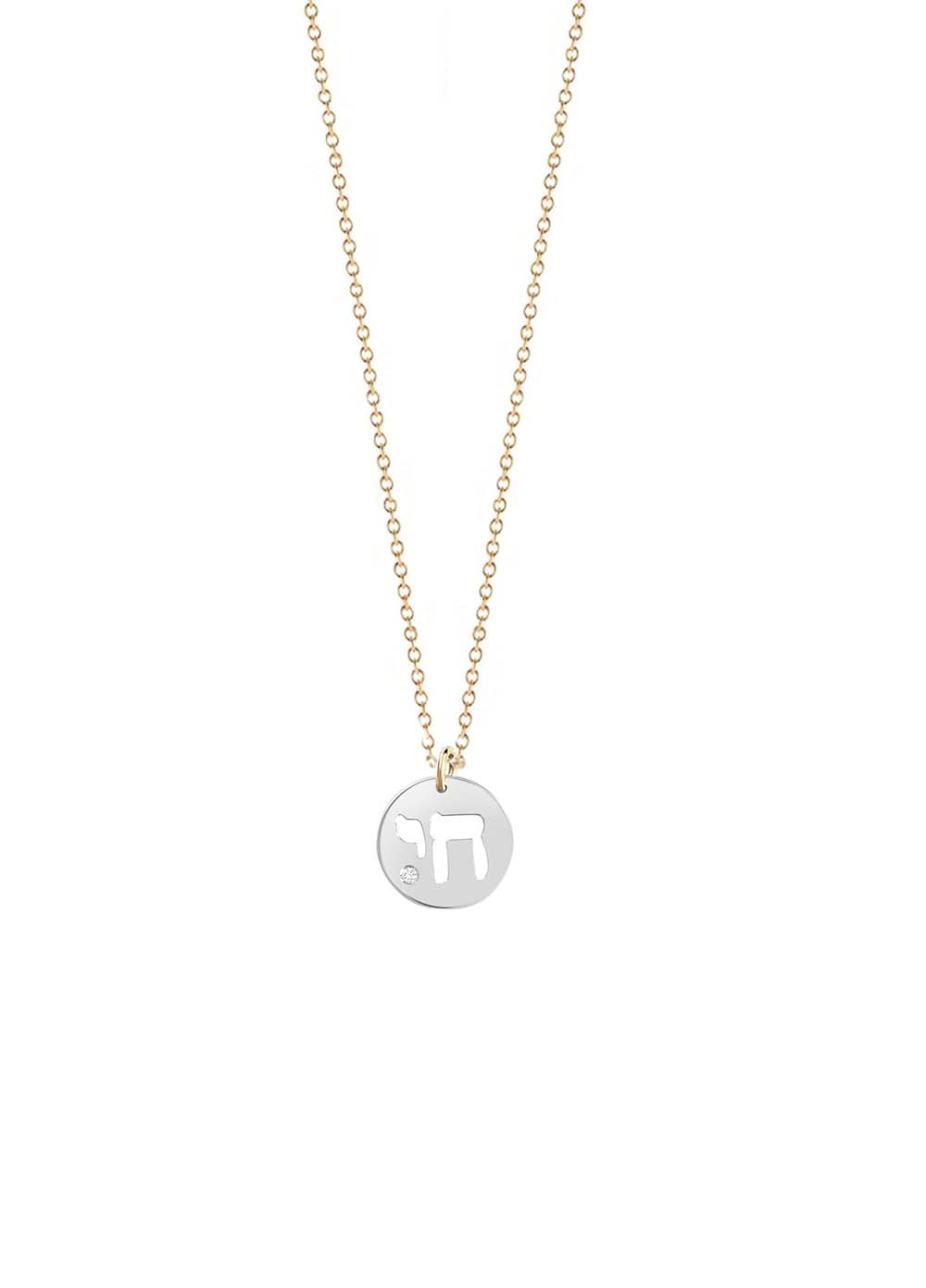 Miriam Merenfeld Jewelry Necklaces Two-Tone / 16" Chai Diamond Necklace - (Sterling Silver, Gold-Plated or Two-Tone)