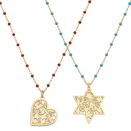 Mia Good Luck Gold-Plated Necklace by Miriam Merenfeld - (Star of David or Heart)