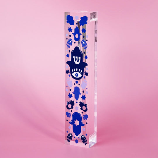 Blue Hamsa Mezuzah by Ariel Tidhar