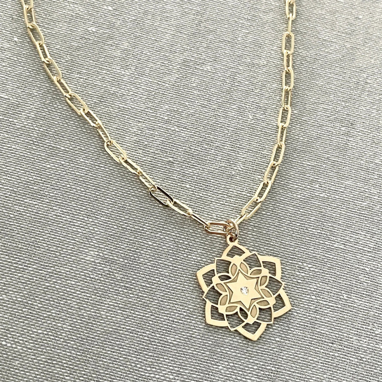 Miriam Merenfeld Jewelry Necklaces Fortuna Star of David Diamond Paperclip Necklace by Miriam Merenfeld - (Gold-Plated or Sterling Silver)
