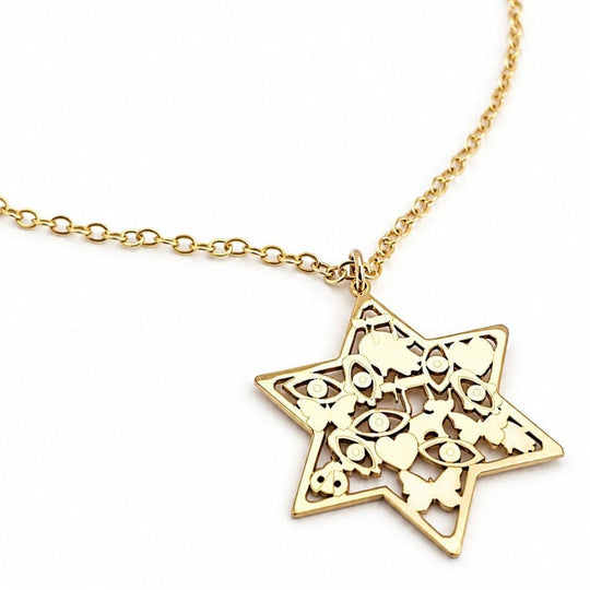 Mia Good Luck Star of David Necklace - (Gold-Plated or Sterling Silver)