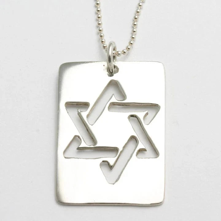 Bareket Jewelry Necklaces Star of David Dog Tag Necklace - Sterling Silver