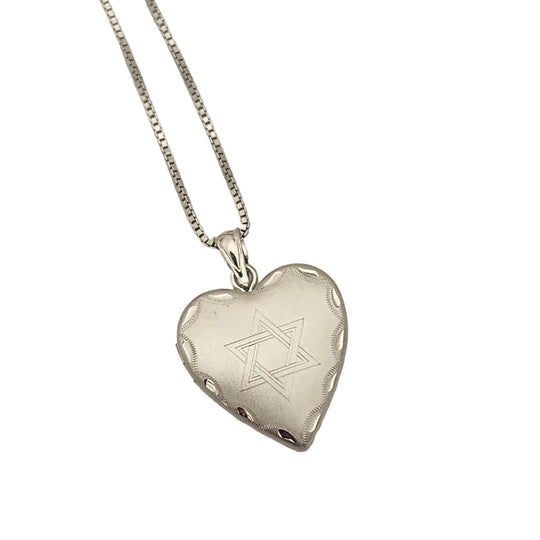 Star of David Heart Locket - Sterling Silver