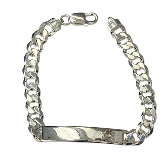 Personalized Men's Star of David ID Bracelet - Sterling Silver
