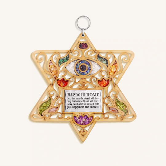 Sacred Fusion Evil Eye and Star of David Gemstone Home Blessing
