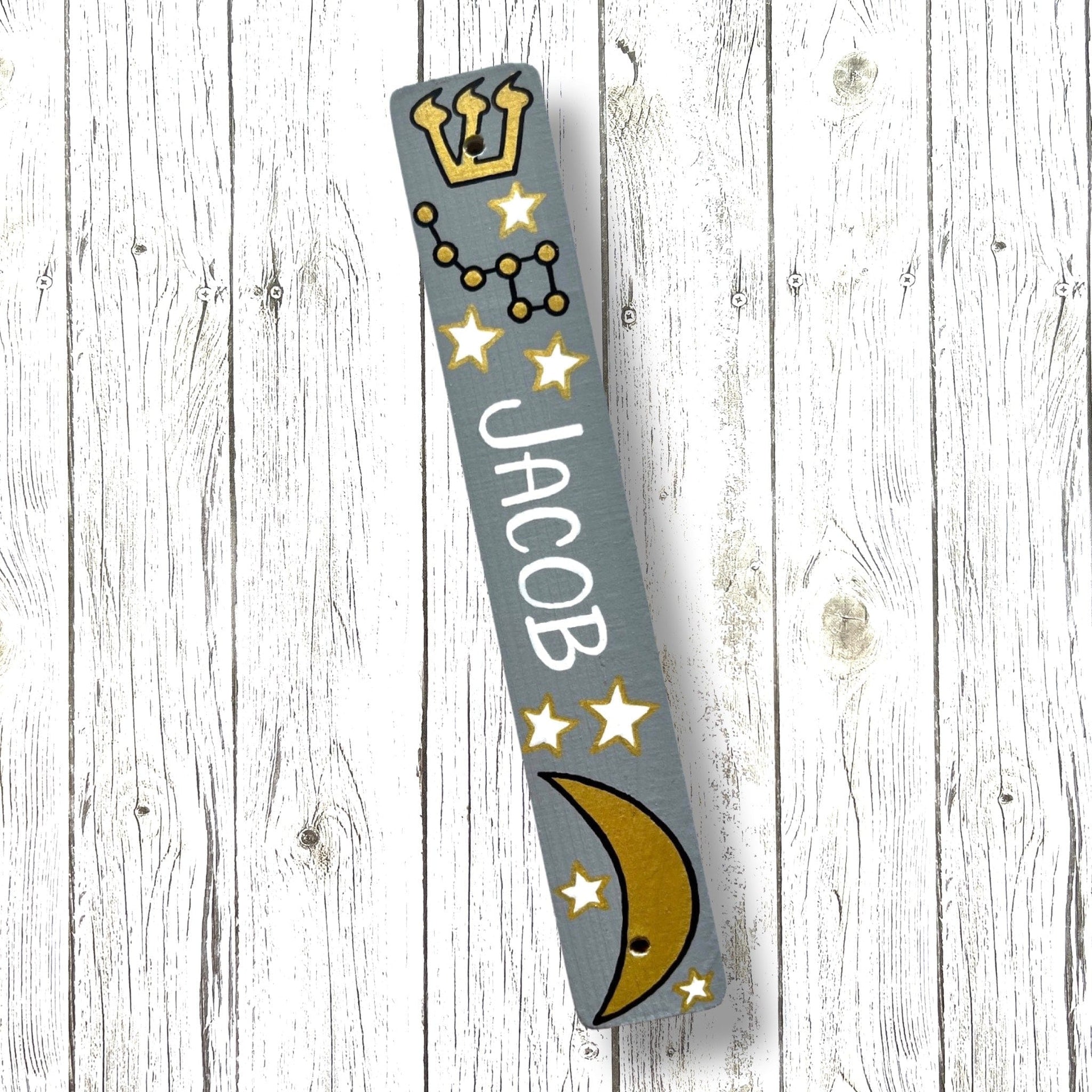 Lea Joelle Handmade Mezuzahs Personalized Moon Mezuzah - Light Gray
