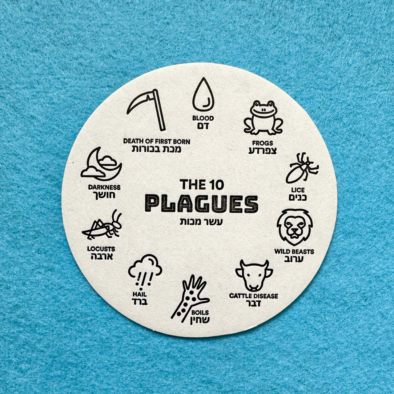 ModernTribe Coasters 10 Plagues Passover Coasters, Set of 11