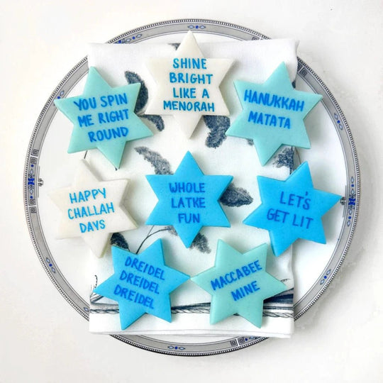 Marzipan Hanukkah Star of David Conversation Tiles
