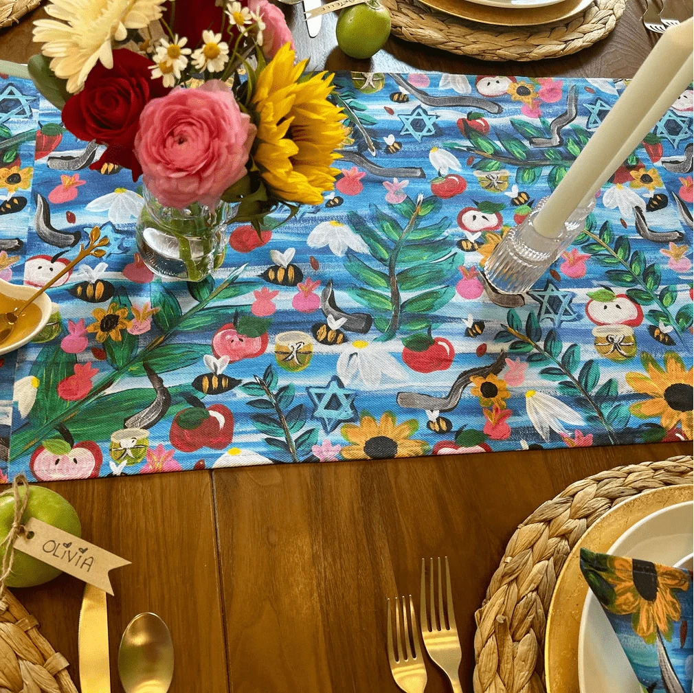 Arielle Zorger Designs Tablecloths Rosh Hashanah Garden Table Runner