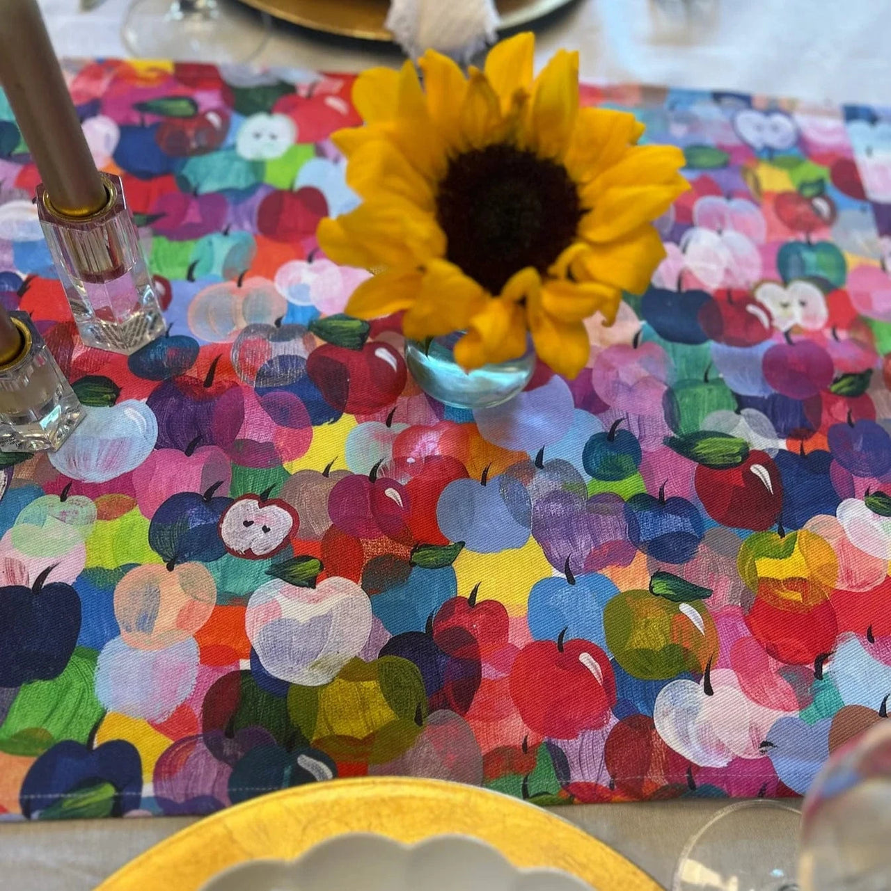 Arielle Zorger Designs Tablecloths Rosh Hashanah Rainbow Apples Table Runner