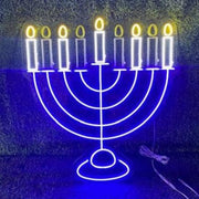 Hanukkah Superstore Decorations LED Neon Electric Menorah – Hanukkah Décor