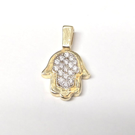 Pavé Diamond Hamsa Necklace - 14k Yellow Gold