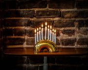 Modern Mensch Menorahs Brass Nosh Menorah - Brass