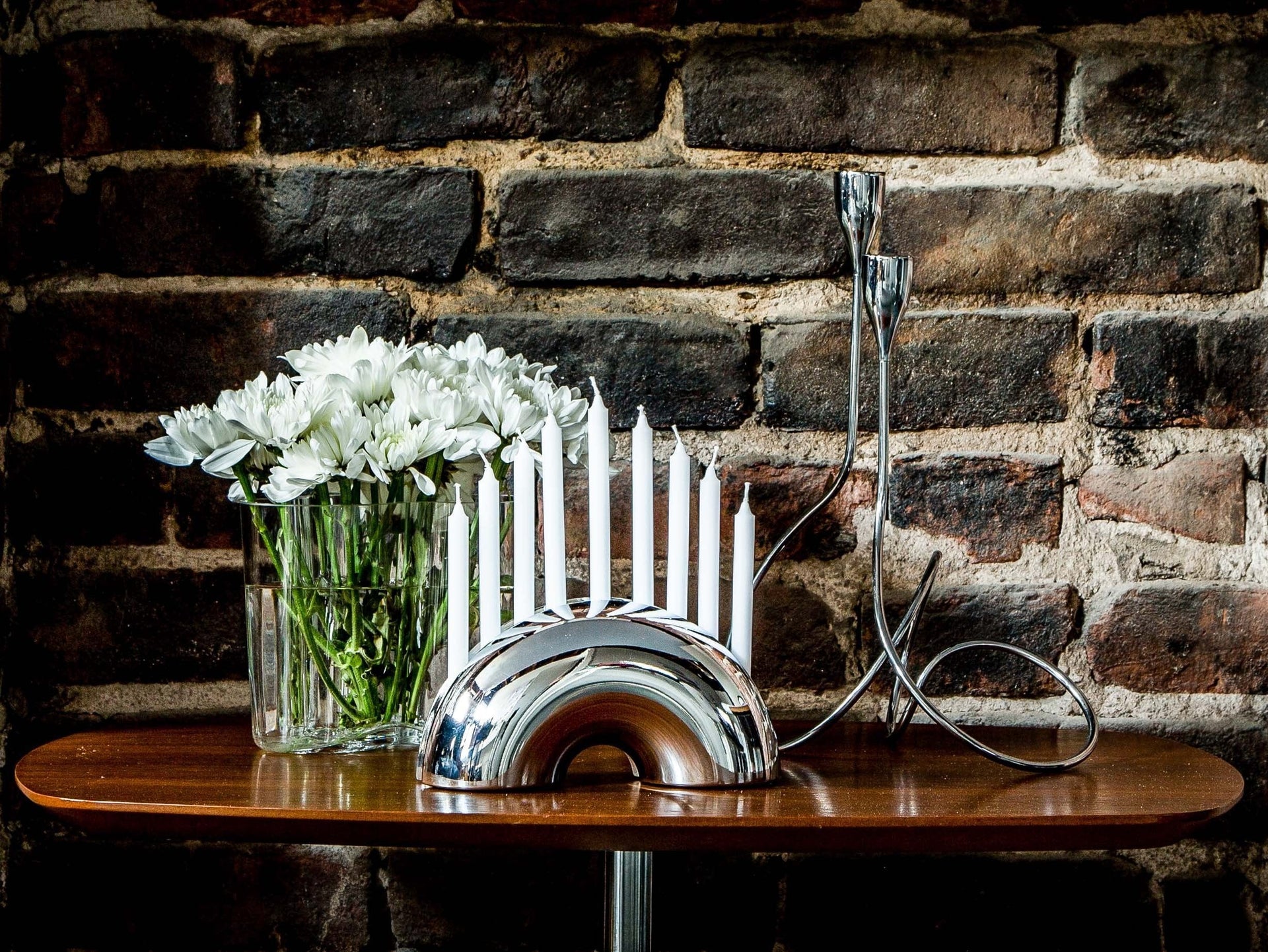 Modern Mensch Menorahs Chrome Nosh Menorah - Chrome