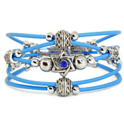 My Tribe by Sea Ranch Jewelry Bracelets Swarovski Star of David Beaded Leather Bracelet -  Sky Blue
