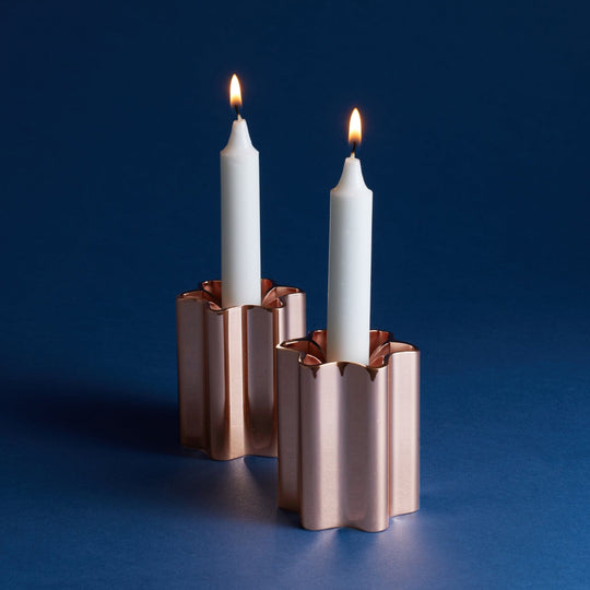 Modern Mensch Shabbat Candle Holders - Rose Gold