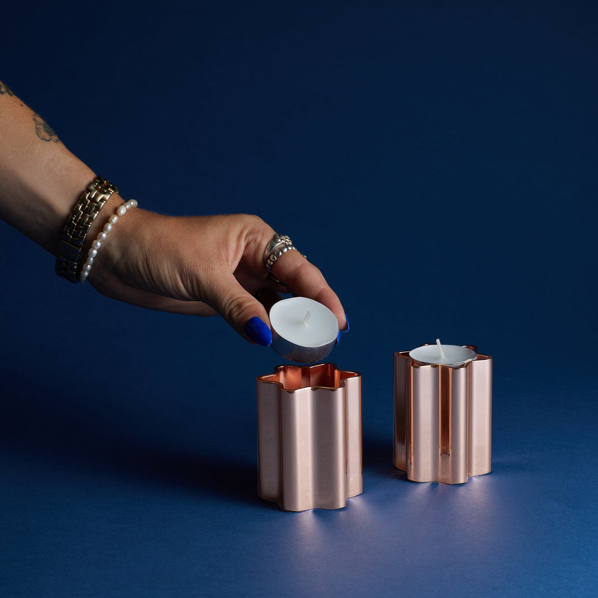 Modern Mensch Candlesticks Rose Gold Modern Mensch Candle Holders - Rose Gold