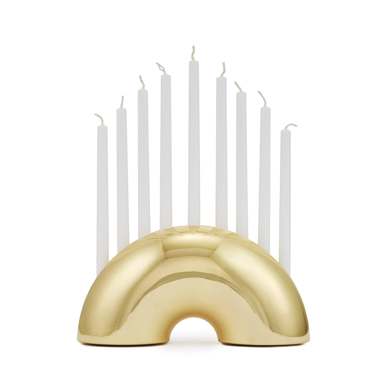 Modern Mensch Menorahs Brass Nosh Menorah - Brass