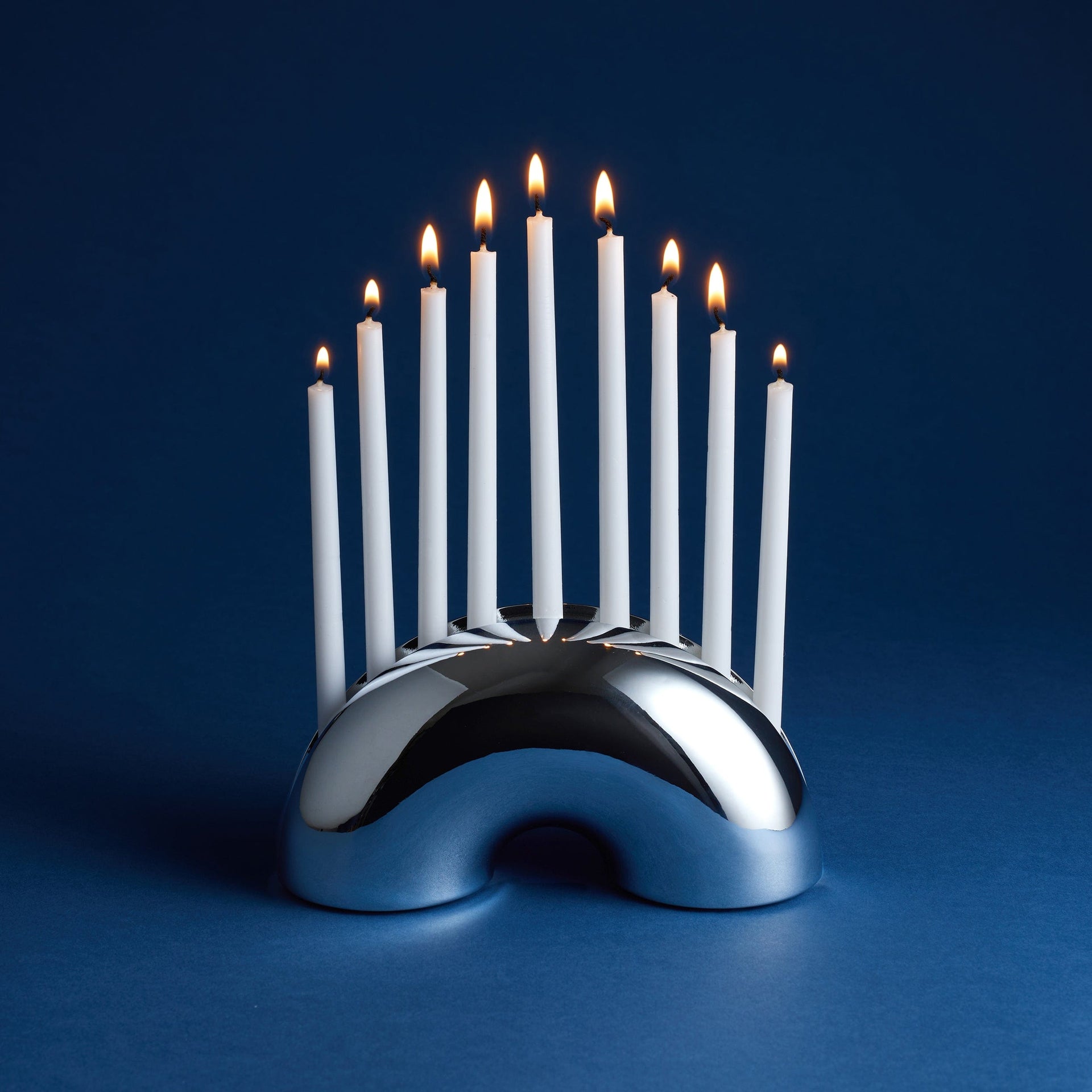Modern Mensch Menorahs Chrome Nosh Menorah - Chrome