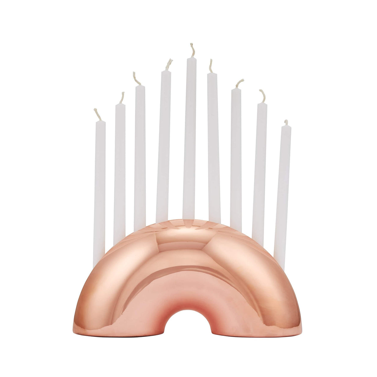 Modern Mensch Menorahs Rose Gold Nosh Menorah - Rose Gold, Brass or Chrome