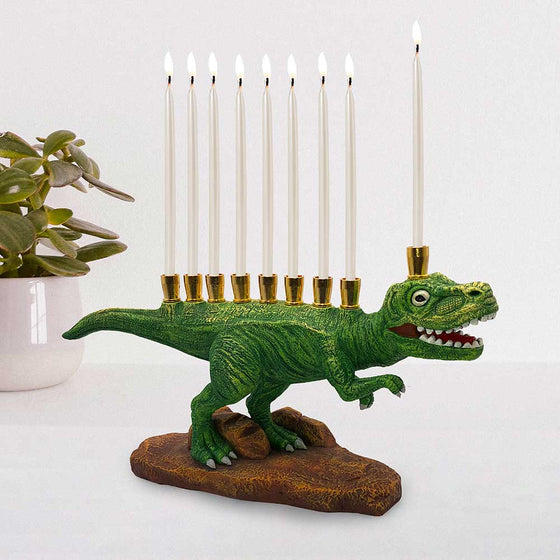 Green T-Rex Dinosaur Menorah