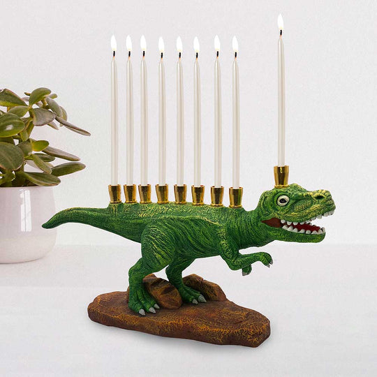 Green T-Rex Dinosaur Menorah
