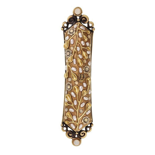 Gold and Pearl Mezuzah by Michal Golan