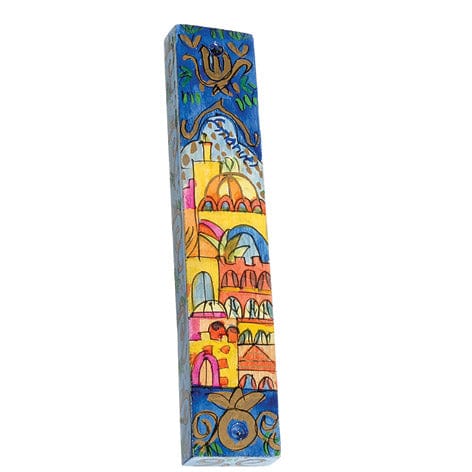 Yair Emanuel Mezuzahs Colorful Jerusalem Mezuzah by Yair Emanuel