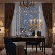 Crystamas Menorahs 24k Gold-Plated and Austrian Crystal Menorah by Crystamas