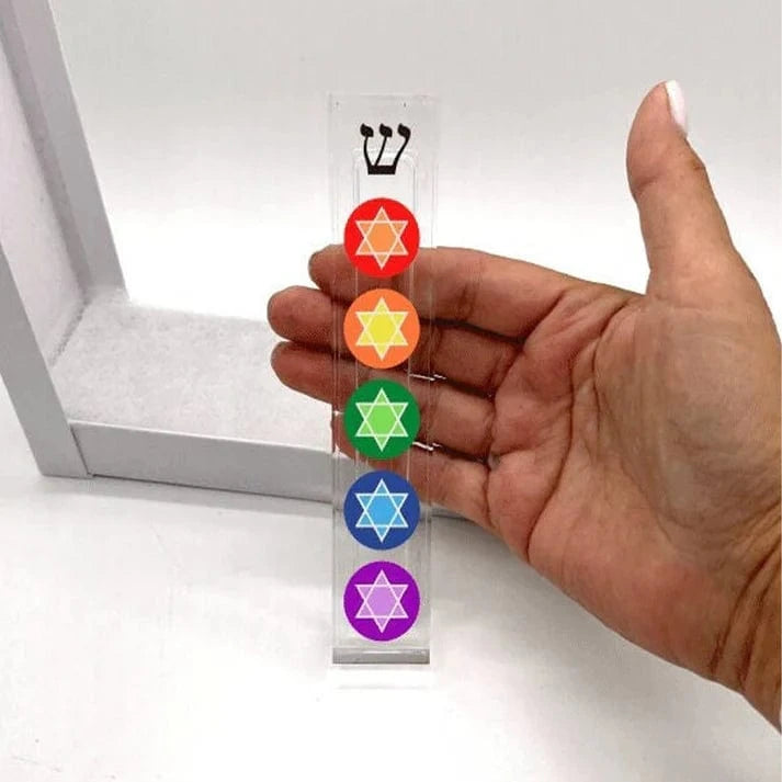 Florida-Funshine Mezuzahs Acrylic Star of David Rainbow Mezuzah