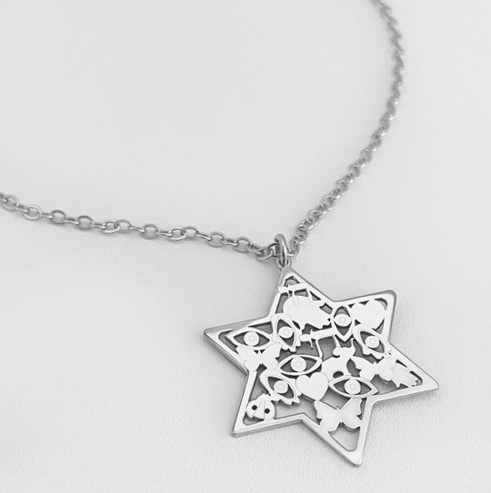 Sterling Silver Mia Good Luck Star of David Necklace - 18"