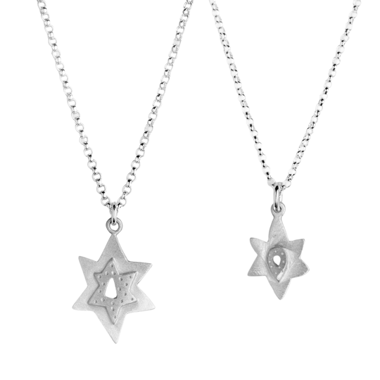 Mother and Daughter Sterling Silver Star of David Necklaces by Emily Rosenfeld