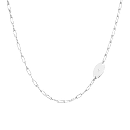 Dani Evil Eye Diamond Paperclip Necklace - (Sterling Silver, Gold-Plated, or Two-Tone)