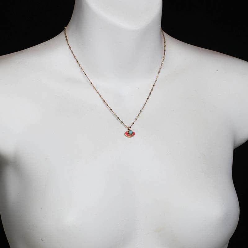Michal Golan Necklaces Mini Pink and Turquoise Evil Eye Necklace by Michal Golan