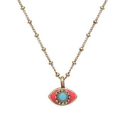 Michal Golan Necklaces Mini Pink and Turquoise Evil Eye Necklace by Michal Golan