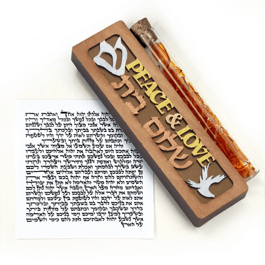 Peace and Love Smash Glass Mezuzah by Glenn Grubard