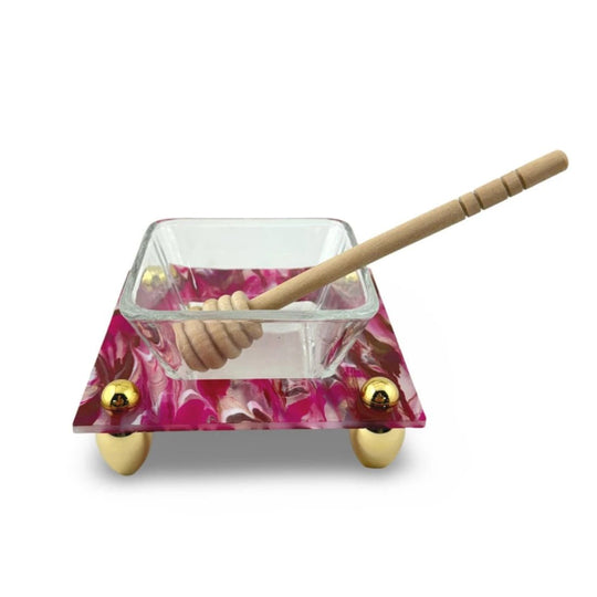 Pink Acrylic Contemporary Honey Dish by Joy Stember