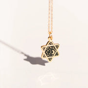 Sarah Day Arts Necklaces Black Cosmic Star of David Necklace - 22k Gold Plated