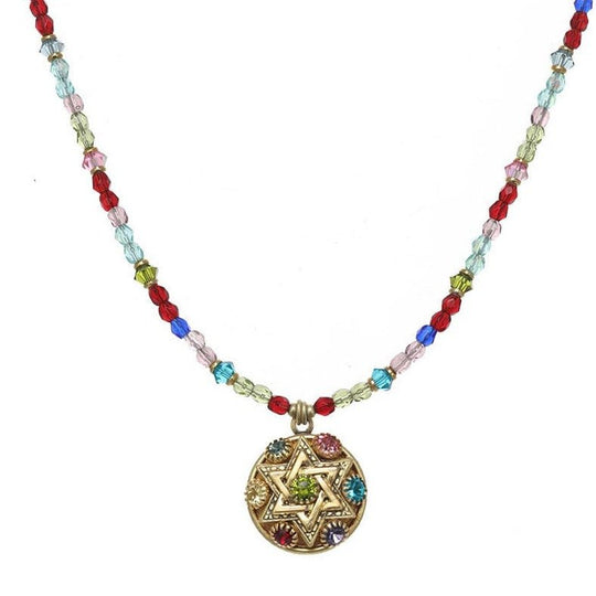 Multicolor Star of David Crystal Necklace by Michal Golan