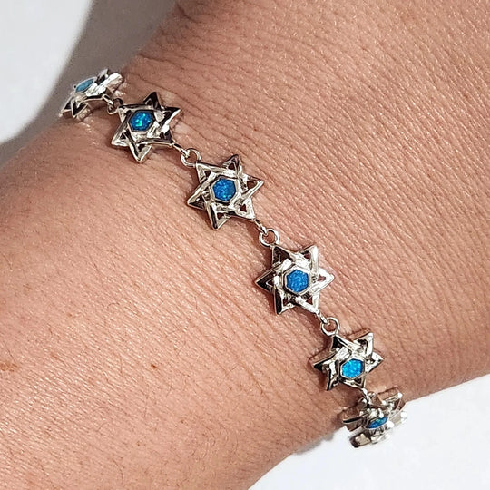 Opalite Star of David Bracelet - Sterling Silver