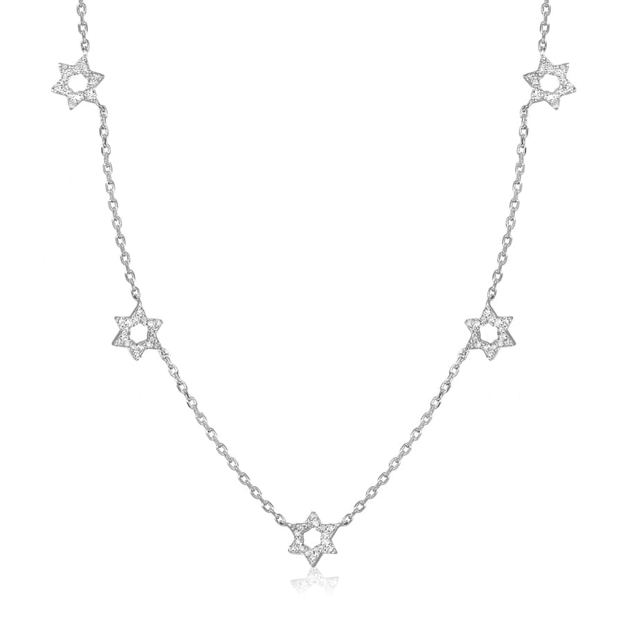 Alef Bet Necklaces Radiant Diamond Star Necklace for Women and Girls