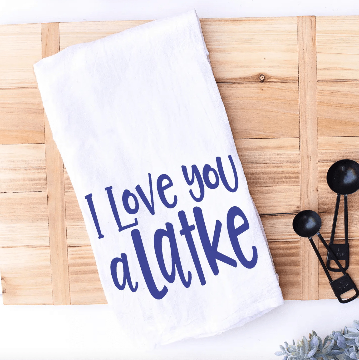 Kitchen Conversation Tea Towels I Love You a Latke Hanukkah Tea Towel