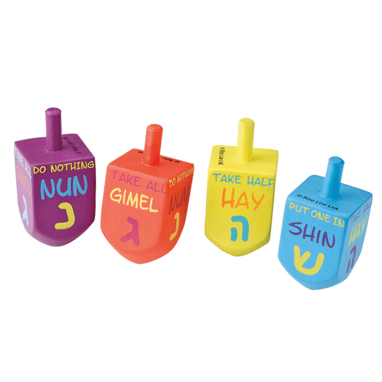 Four Hanukkah Wooden Dreidels