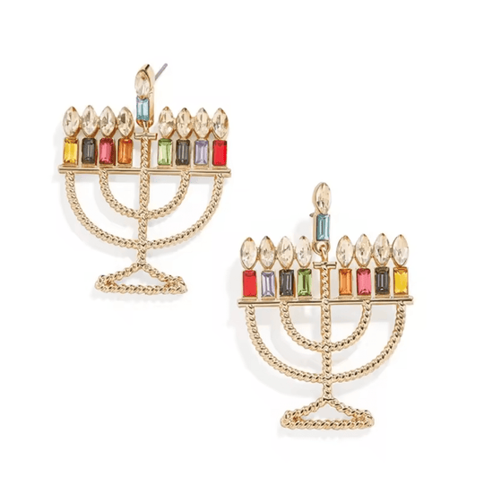 Crystal Menorah Earrings