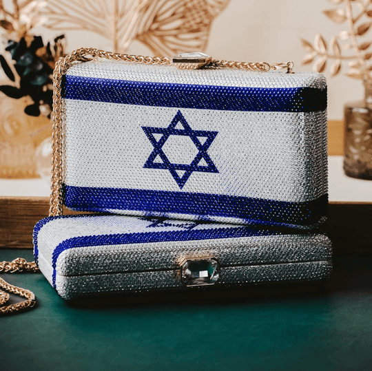Israel Flag Crystal Clutch