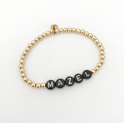 Modern Bayit Bracelets Black with white letters Mazel Beaded Bracelet - (Choice of Colors)