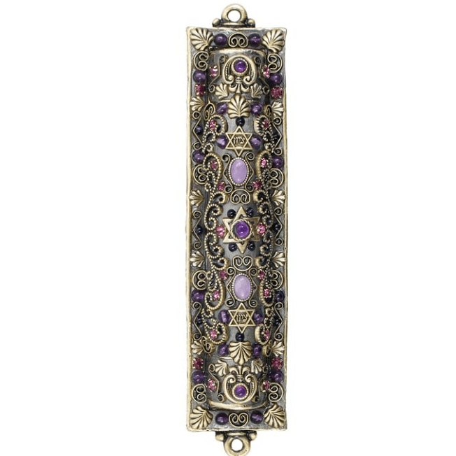 Michal Golan Mezuzahs Purple Crystal Mezuzah