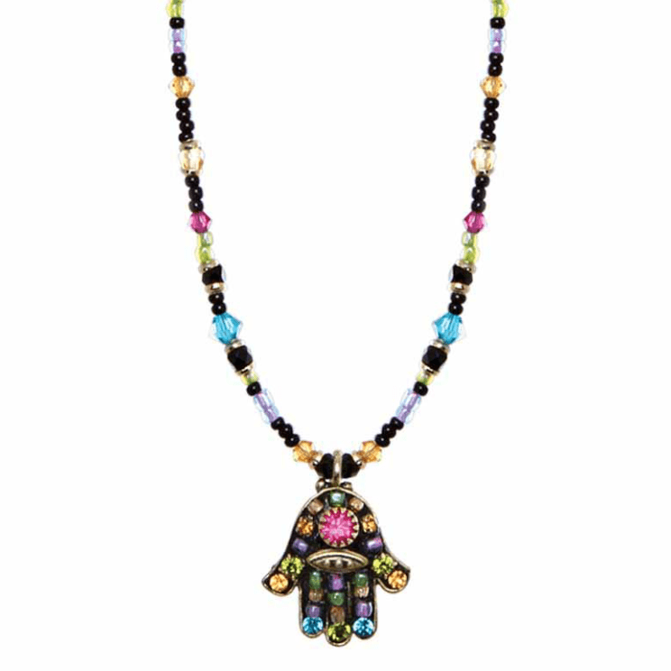 Michal Golan Necklaces Dark Multi-Bright Hamsa Necklace by Michal Golan