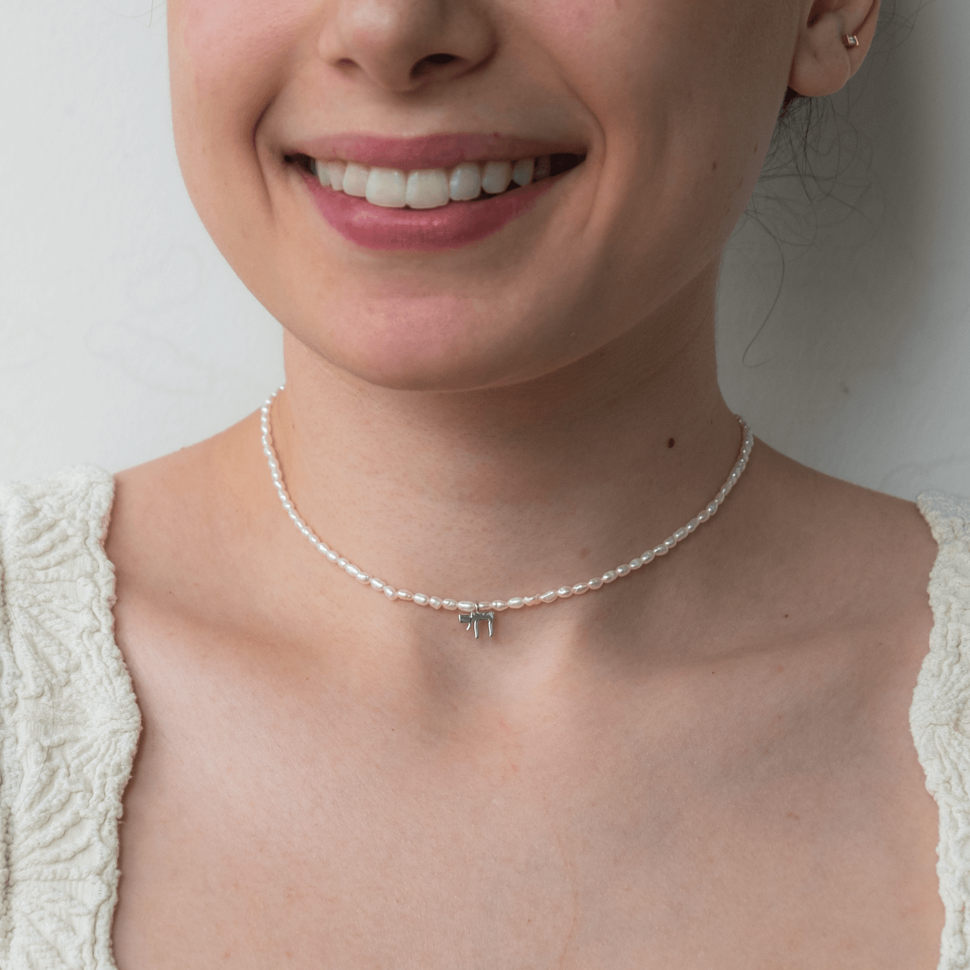 Hineni Necklaces Silver / Solo Necklace The Everyday Pearl Chai Necklace - Gold Vermeil or Sterling Silver